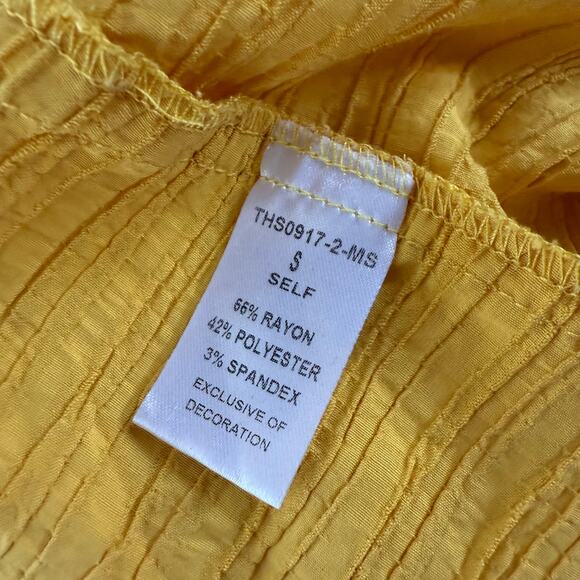 THML Mustard Yellow Tie Back Flutter Sleeve Top Size S - Picture 5 of 5